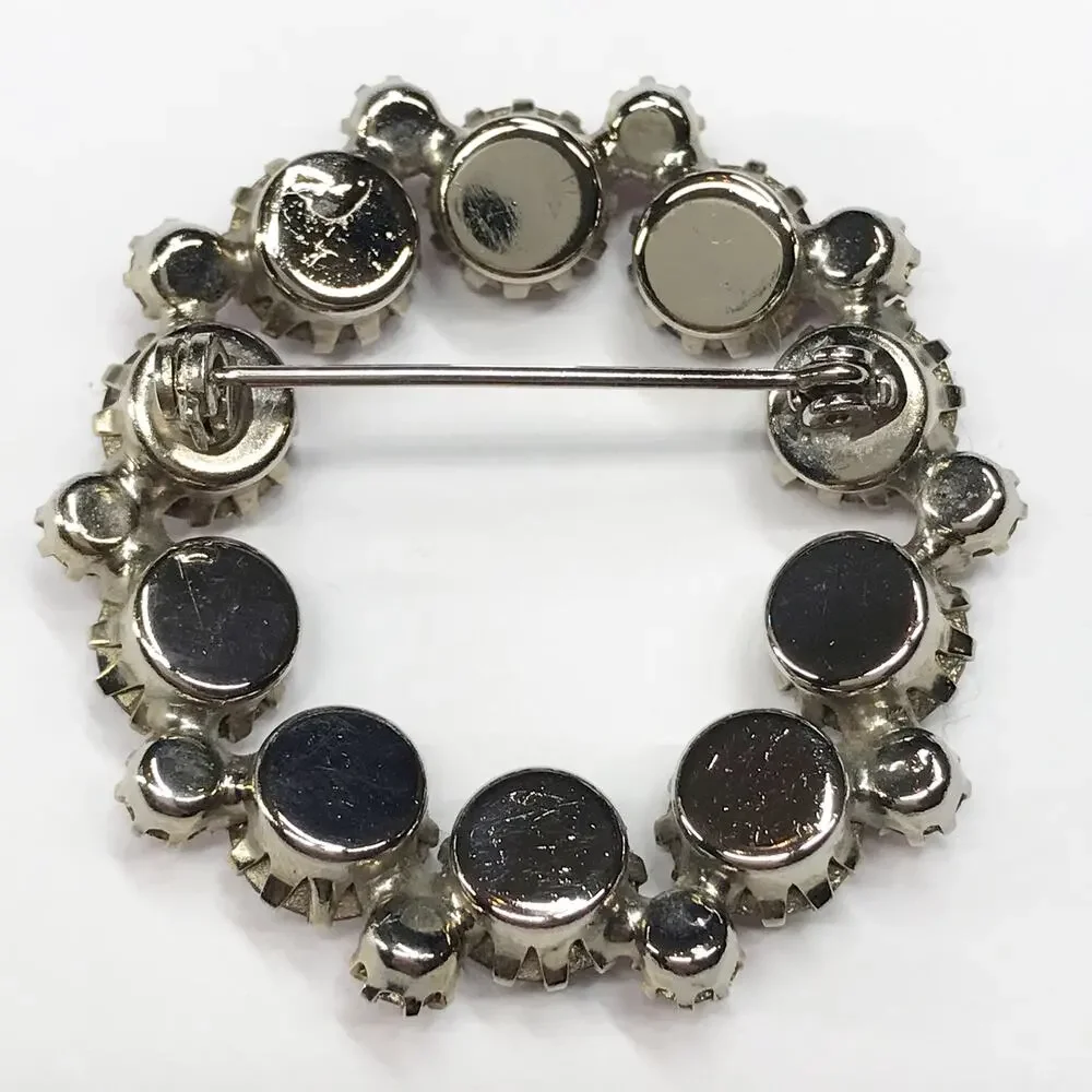 VTG Rhodium Plated Pastel Pink Purple Amethyst Brooch Rhinestones Silver Tone - Picture 12 of 12